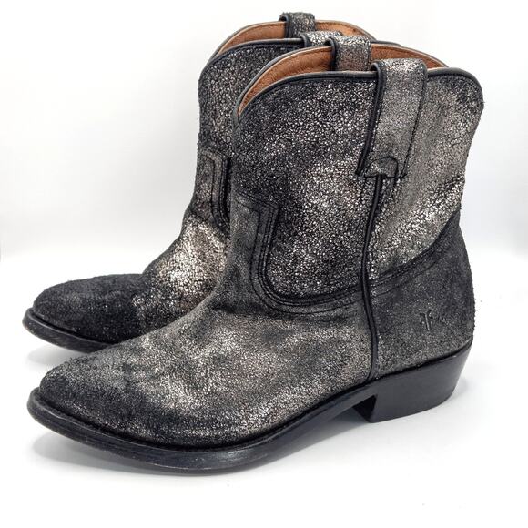 Frye Black and Silver Ankle Boots - Picture 1 of 11